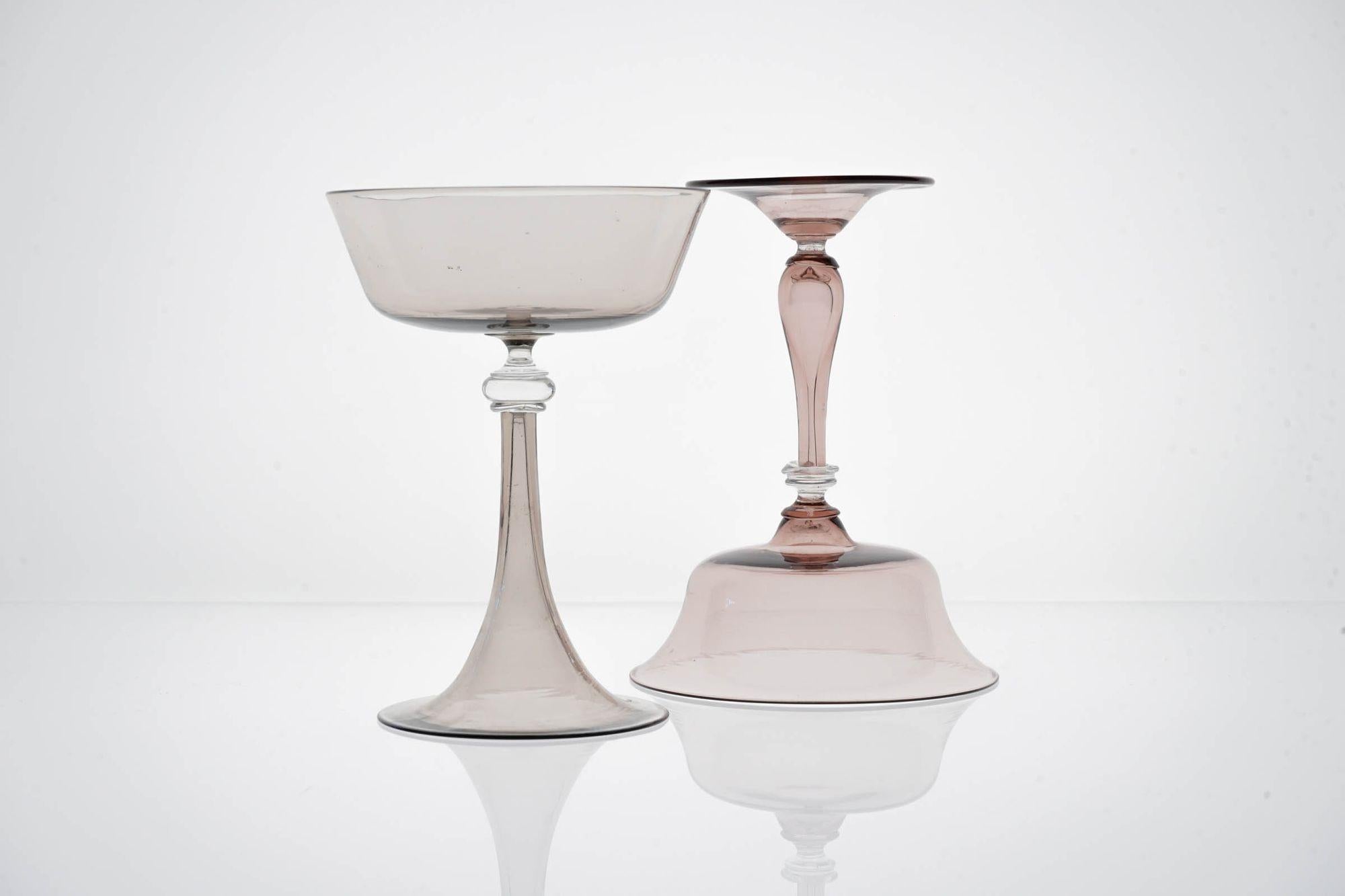 Eclectic Set of 10 Cenedese Champagne Glass, Each in Different Design. Unique For Sale 8