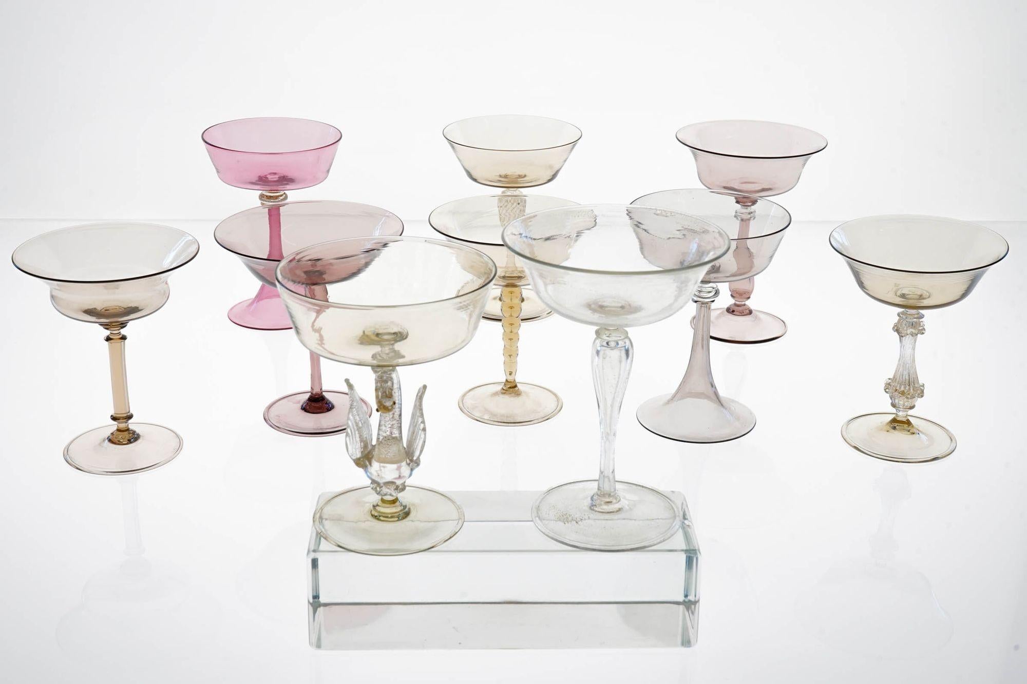 Eclectic Set of 10 Cenedese Champagne Glass, Each in Different Design. Unique In Excellent Condition For Sale In Tavarnelle val di Pesa, Florence