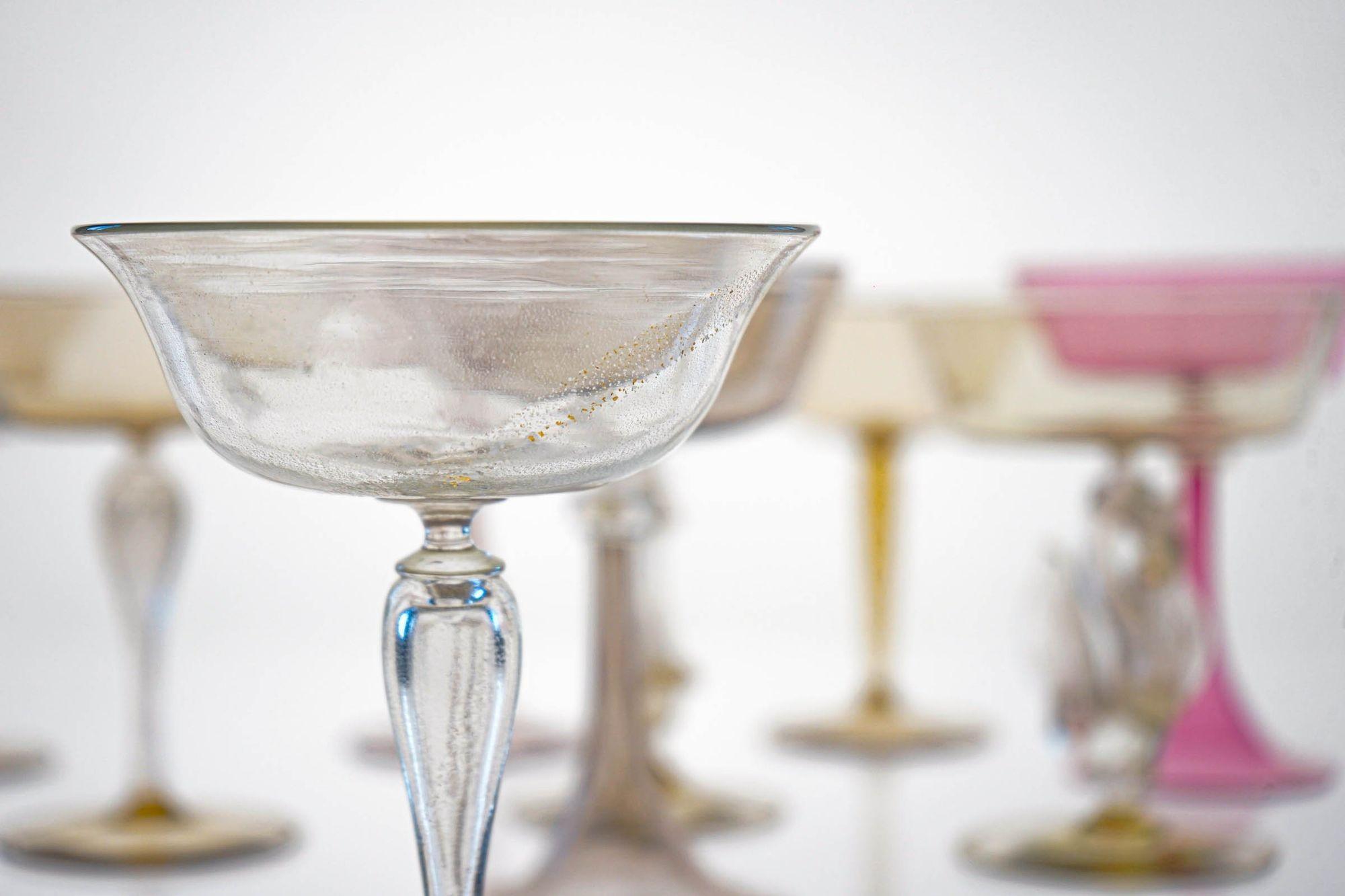 Eclectic Set of 10 Cenedese Champagne Glass, Each in Different Design. Unique For Sale 1