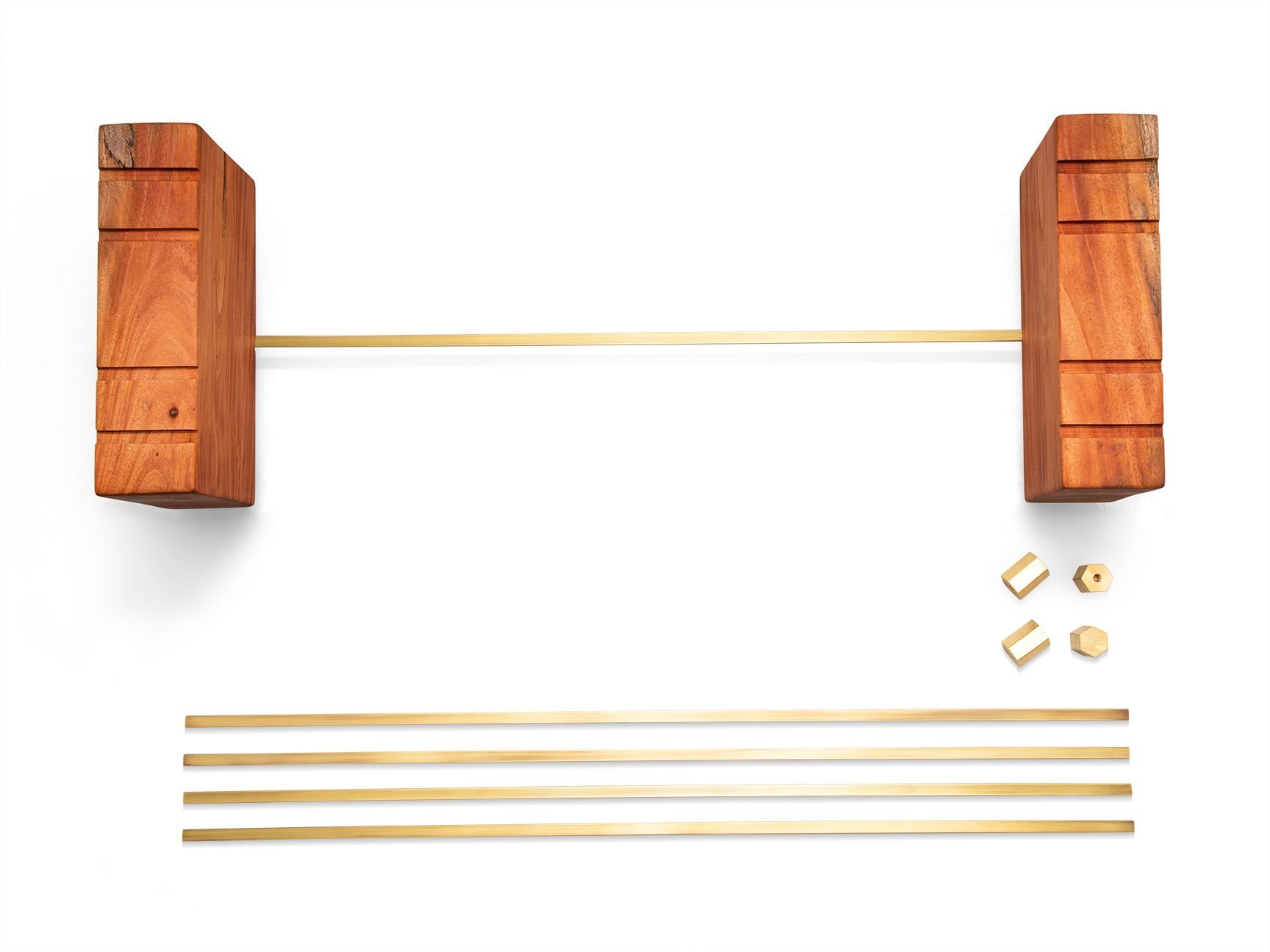 Cinco Cuerda II : Table basse éclectique en acajou et laiton en vente 3