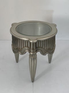 Eclectic Table Covered with Silver Top Glass, 1990s