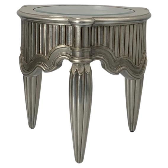 Eclectic Table Covered with Silver Top Glass, 1990s For Sale