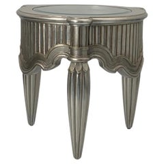 Vintage Eclectic Table Covered with Silver Top Glass, 1990s