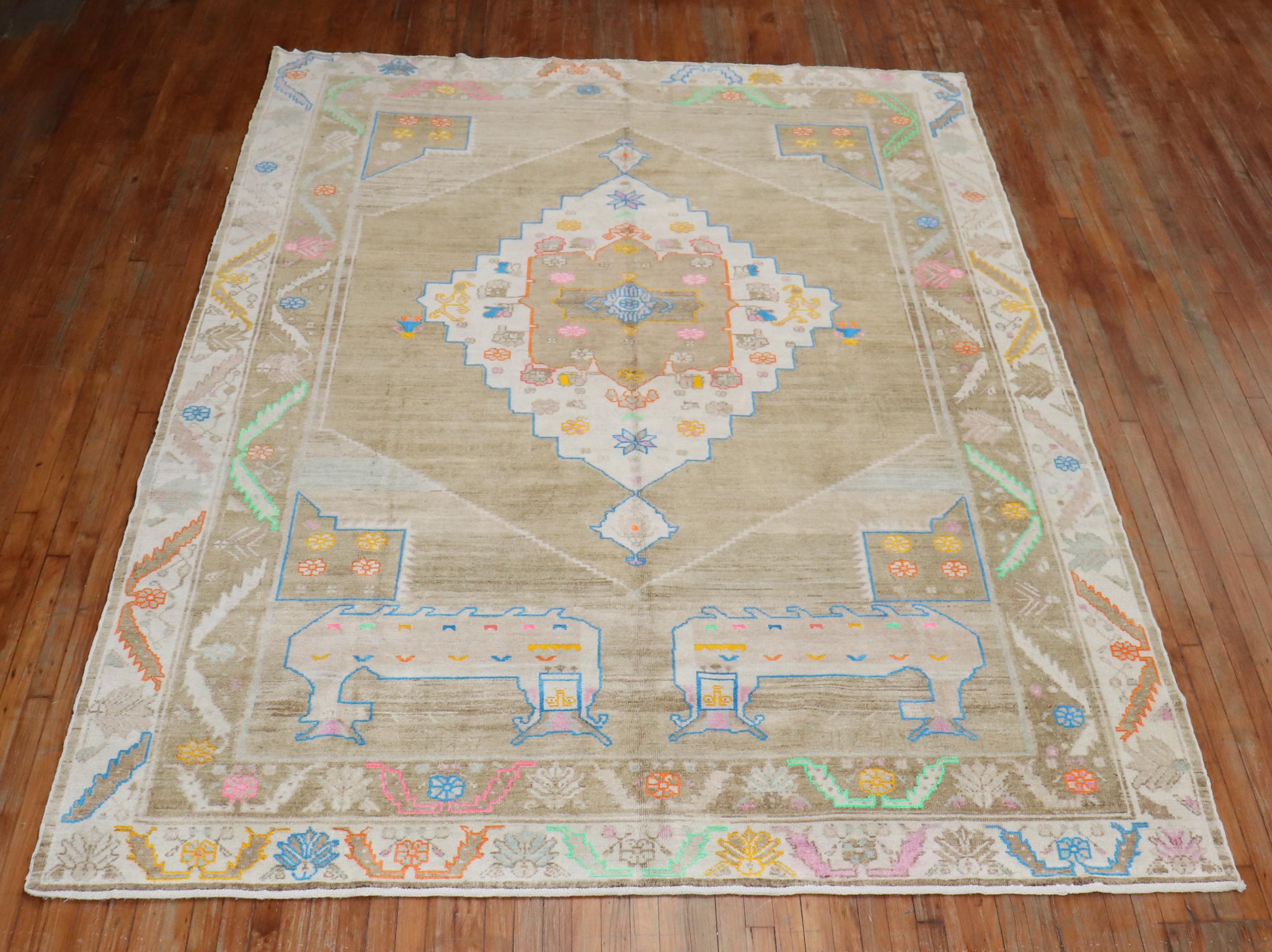 Eclectic Turkish Wool Cotton Kars Room Size Rug 4