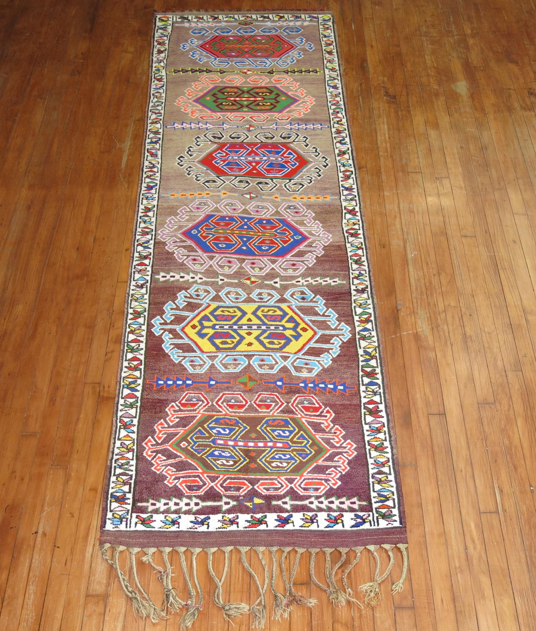 Wool Eclectic Vintage Turkish Anatolian Runner For Sale