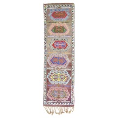 Tapis de couloir vintage turc d'Anatolie éclectique