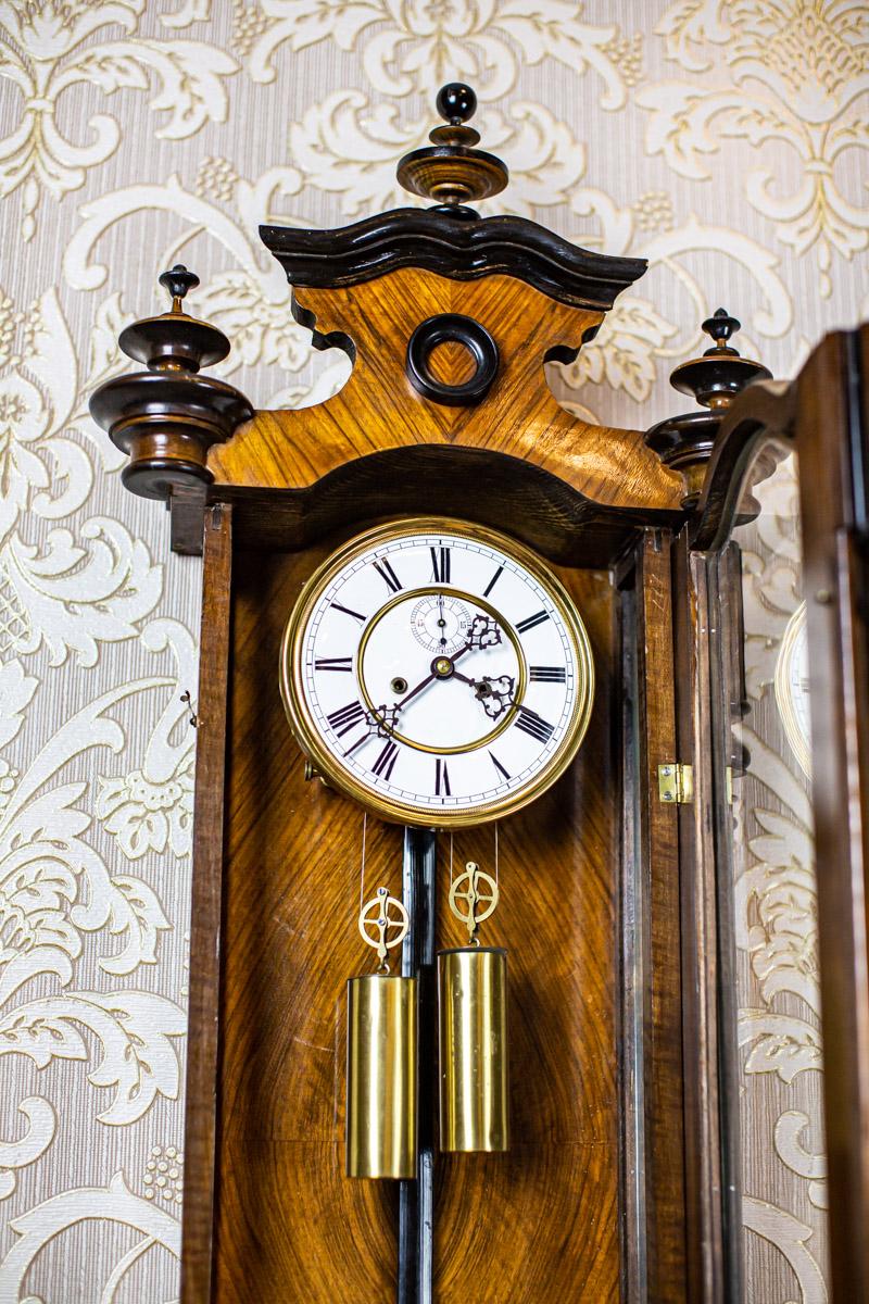Late-19th Century Eclectic Endler/Freiburg Wall Clock with Brass Elements In Good Condition For Sale In Opole, PL