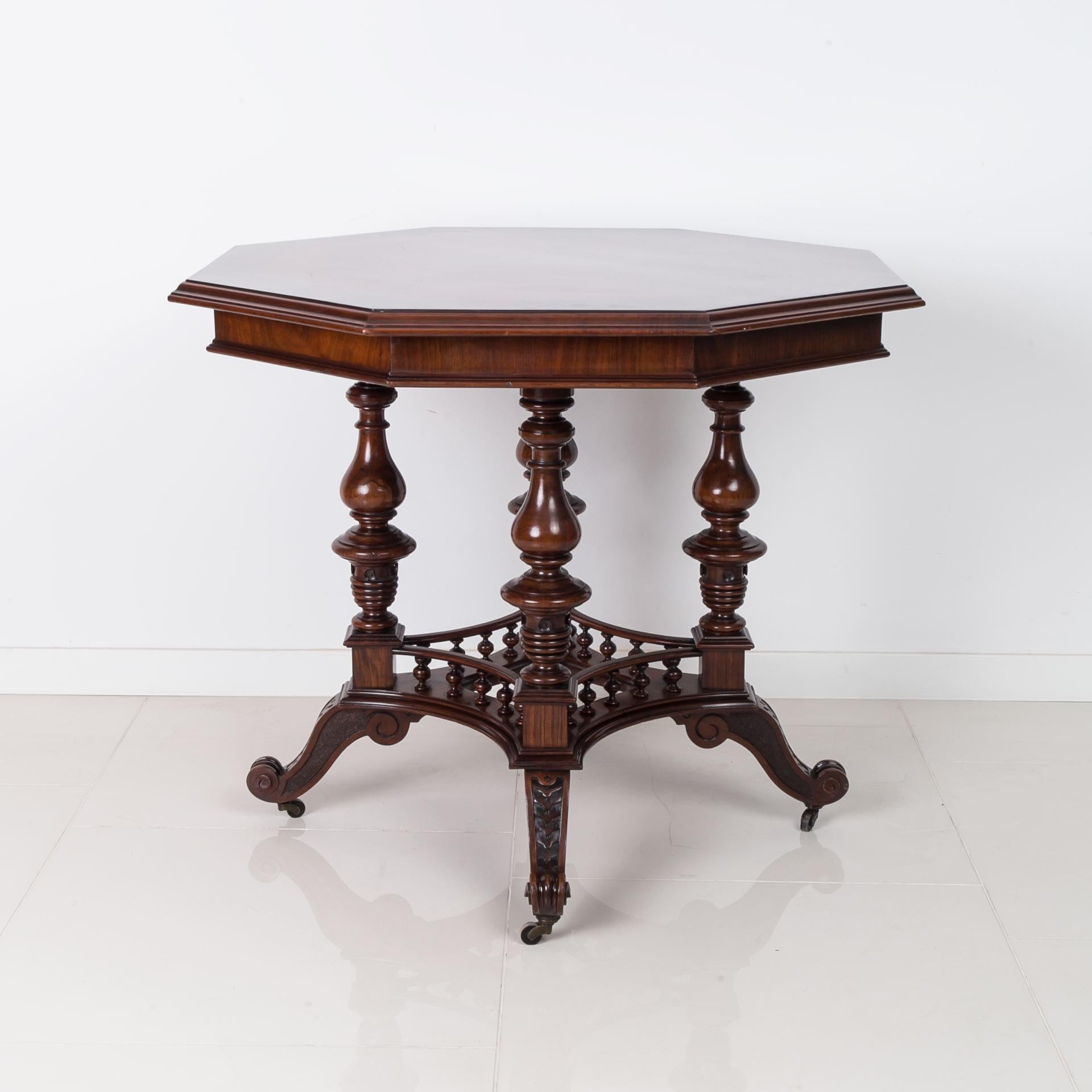 Polish Eclectic Walnut Table, Poland, 19th Century For Sale