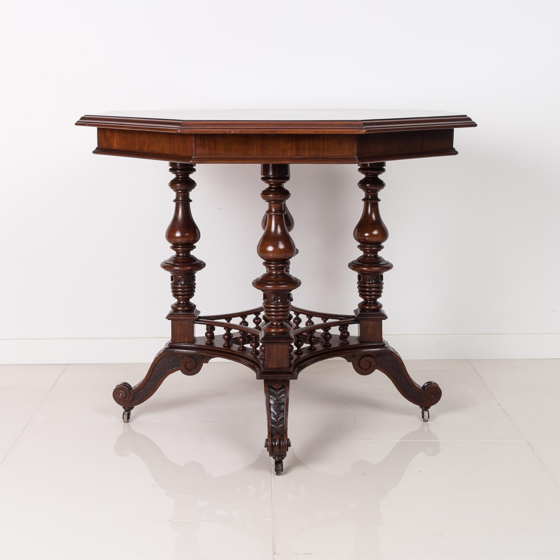 Eclectic Walnut Table, Poland, 19th Century For Sale 1