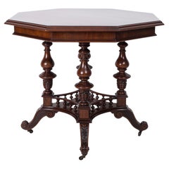 Eclectic Walnut Table, Poland, 19th Century