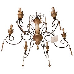 Eclectic Wood and Metal Chandelier