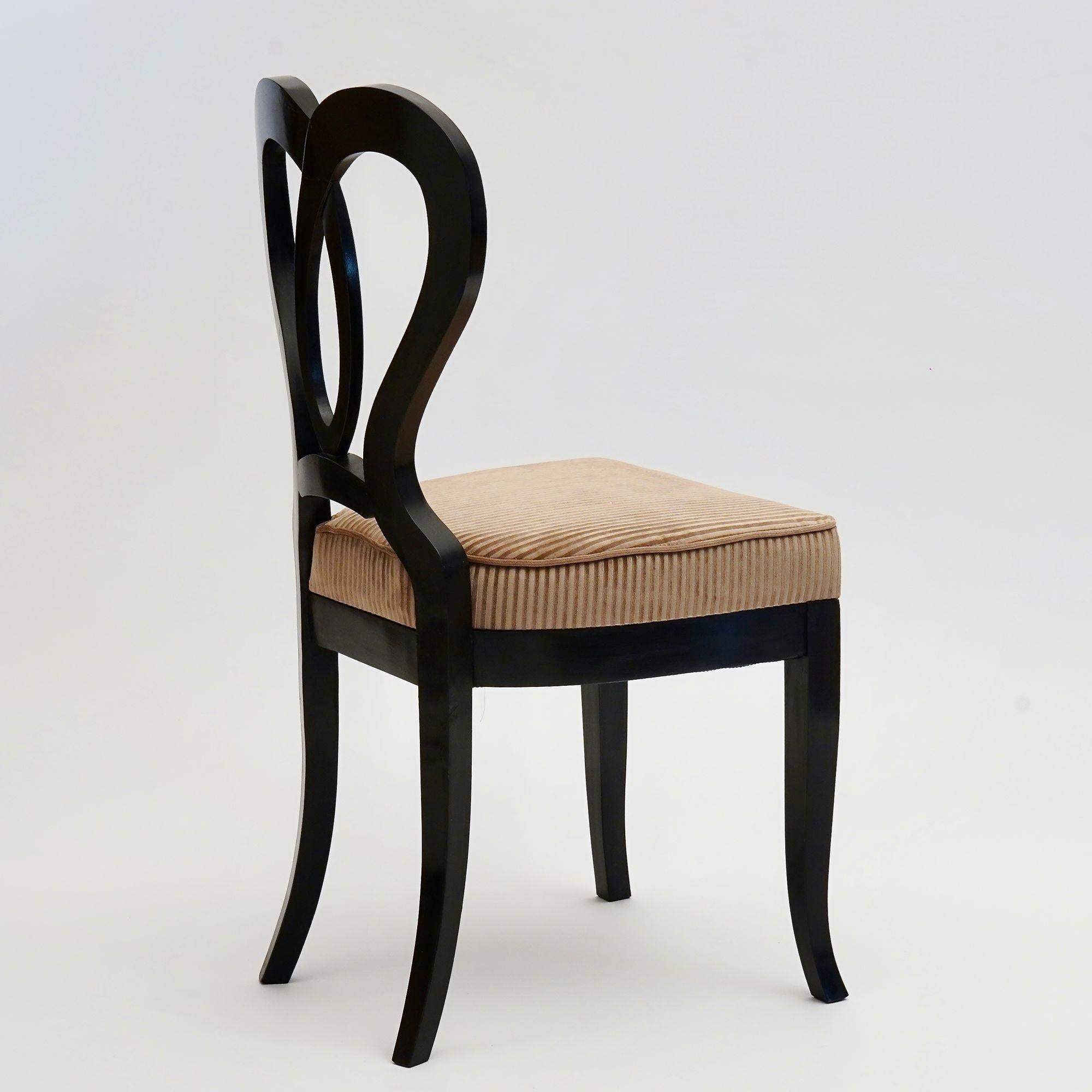 Contemporary Eclectica. Biedermeier Chair Collection. Model Clara-Luise, Ebonized finish For Sale