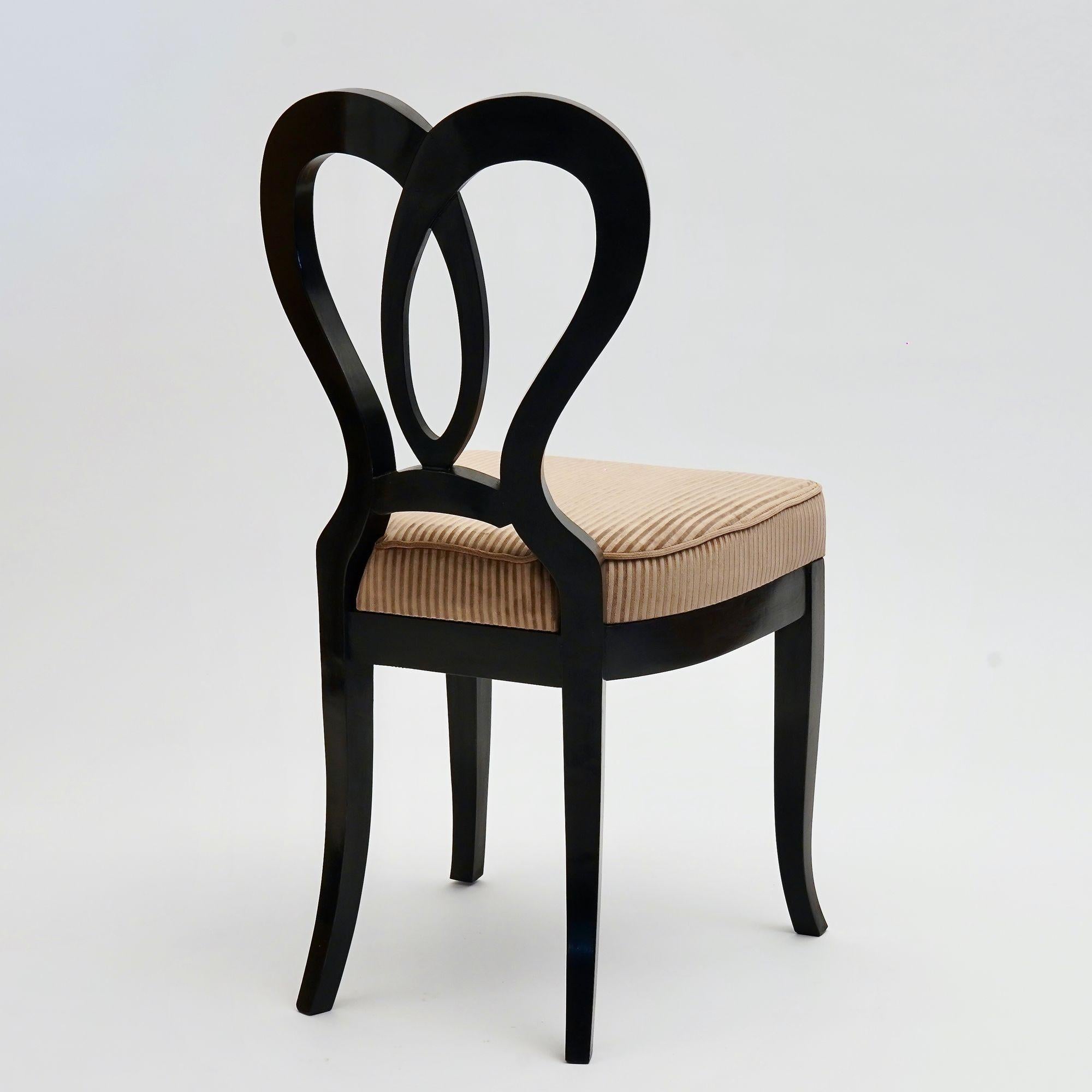 Velvet Eclectica. Biedermeier Chair Collection. Model Clara-Luise, Ebonized finish For Sale