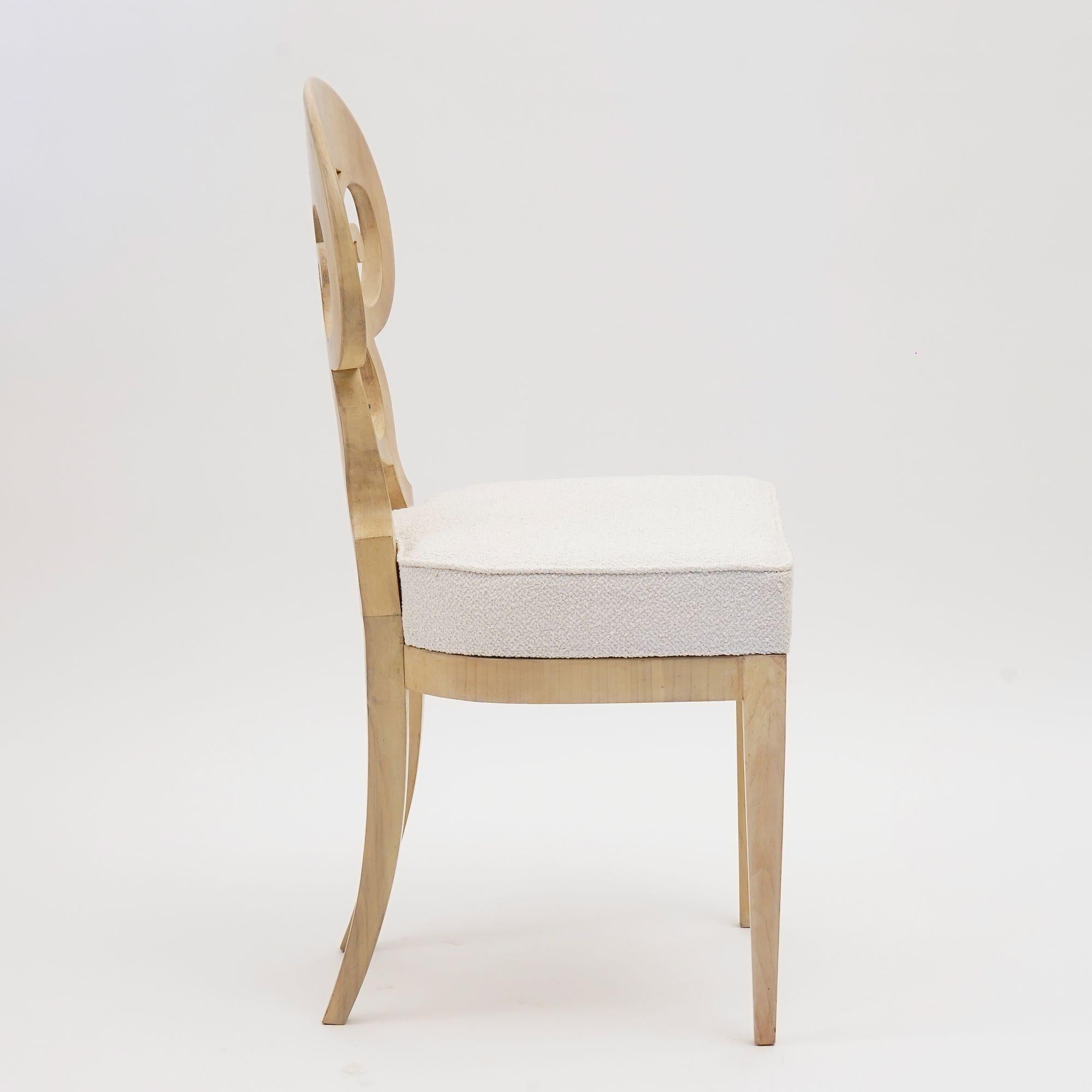 Hand-Carved Eclectica. Biedermeier Chair Collection. Model Maria-Theresia, White finish For Sale