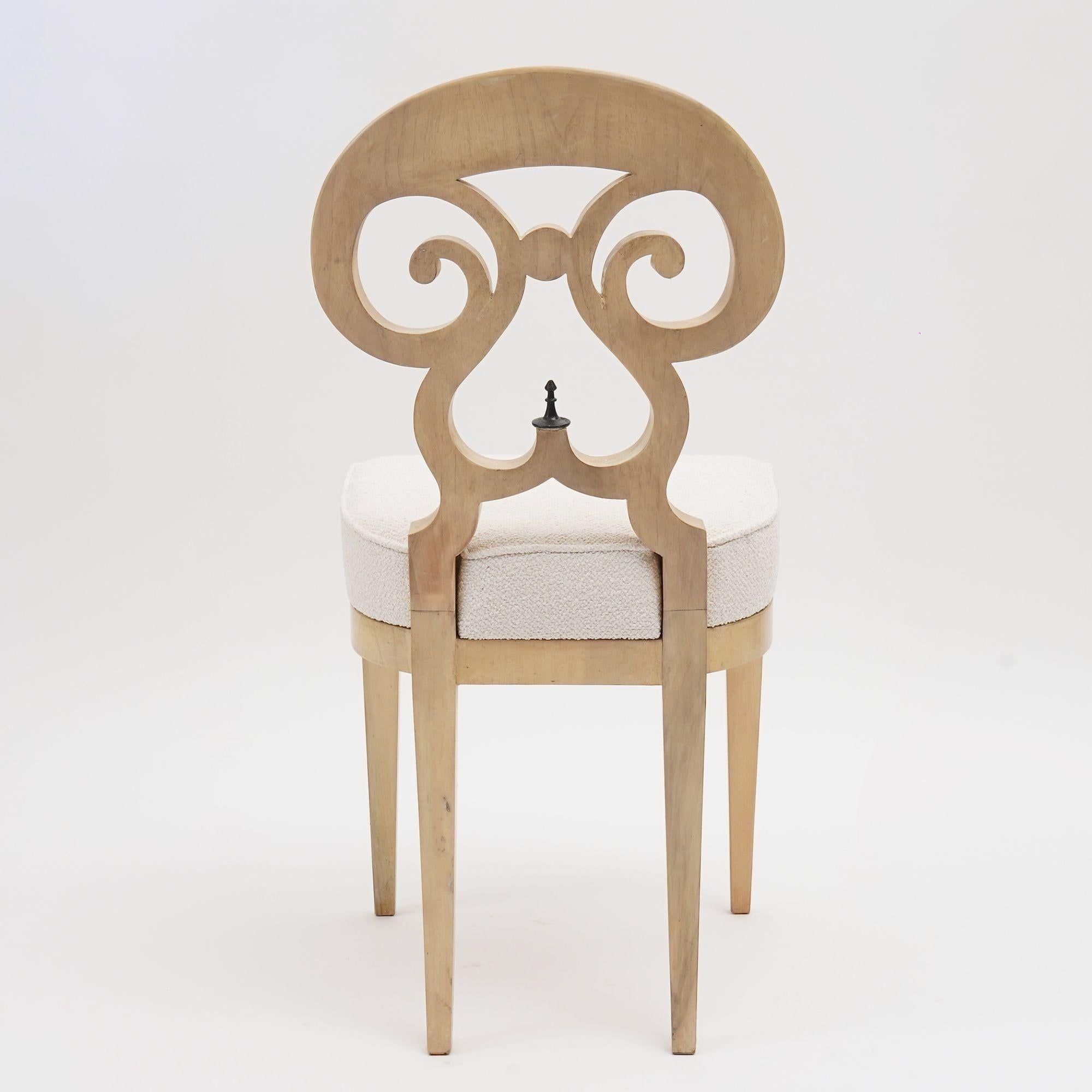 Bouclé Eclectica. Biedermeier Chair Collection. Model Maria-Theresia, White finish For Sale