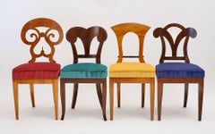 Eclectica, set of 8 Walnut Biedermeier dining Chairs each in different style