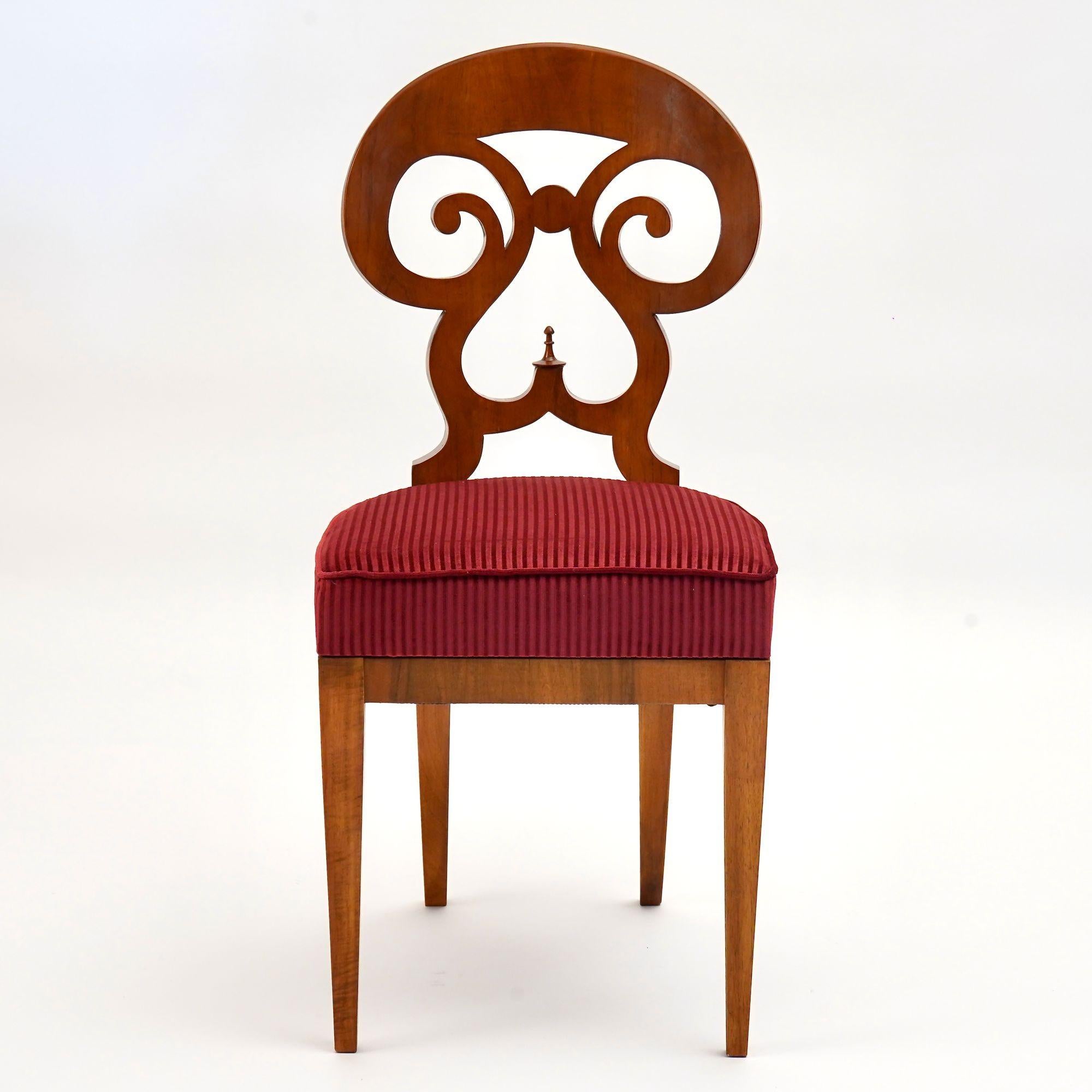 Contemporary Eclectica, set of 8 Walnut Biedermeier dining Chairs each in different style For Sale