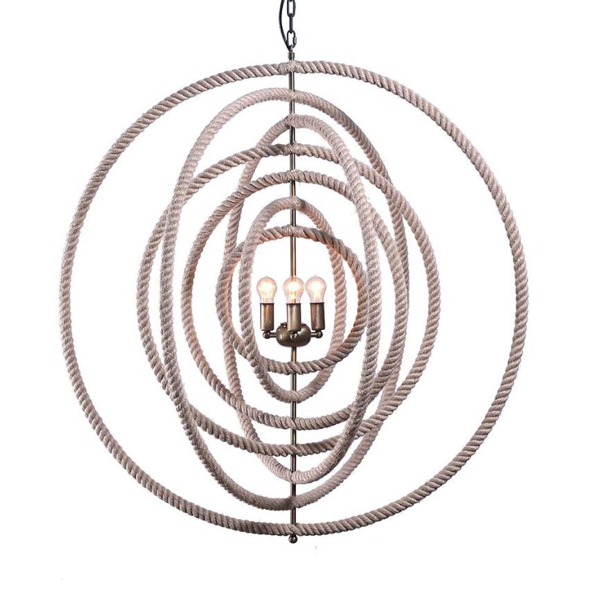 The Eclips Round Rope Chandelier is a striking centerpiece that beautifully merges industrial design with natural elements. Crafted from a sturdy iron frame wrapped in textured rope, this chandelier exudes warmth and character, while the rich