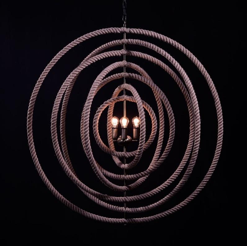 Contemporary Eclips Round Rope Chandelier For Sale