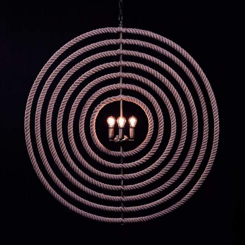 Brass Eclips Round Rope Chandelier For Sale