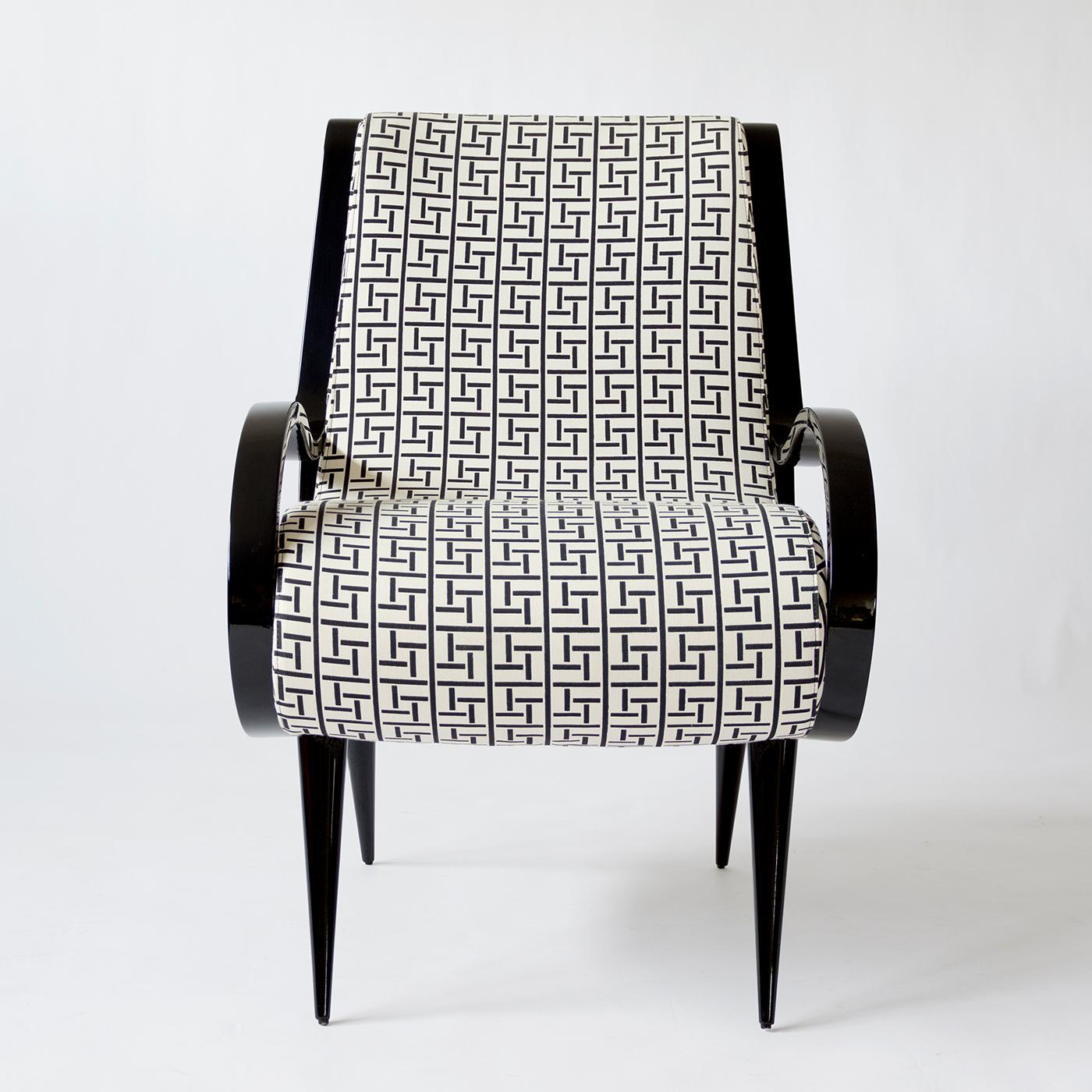 Italian Eclipse Armchair in Black and White Fabric For Sale