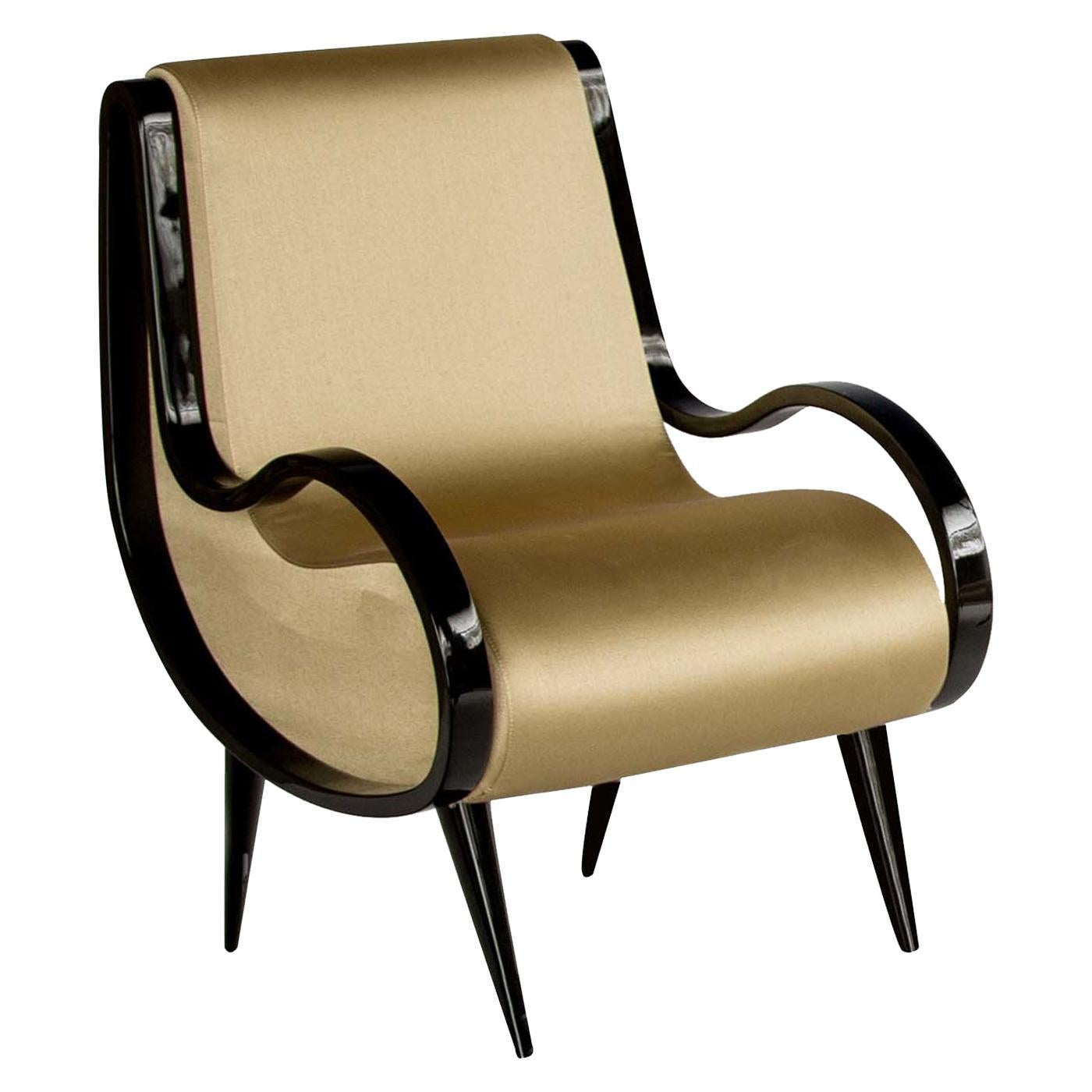 Eclipse Armchair in Gold Fabric For Sale