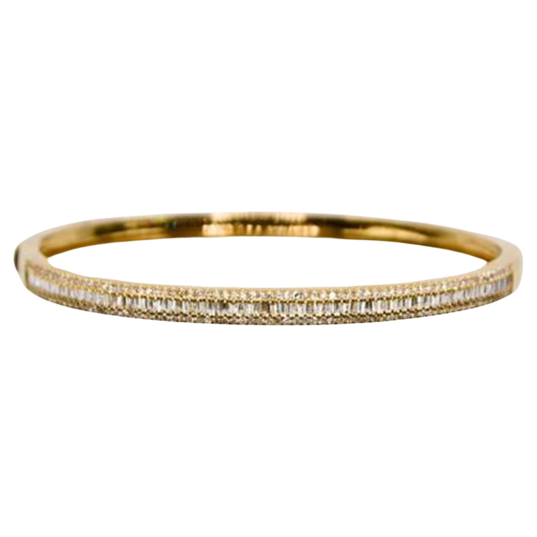 Eclipse Bangle 14K (or 18k upon request) Yellow Gold Diamond Bracelet For Sale