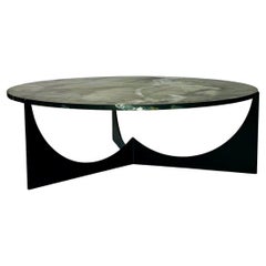 Eclipse Coffee Table Black Stainless Steel Base and Honed Granite Top / In Stock