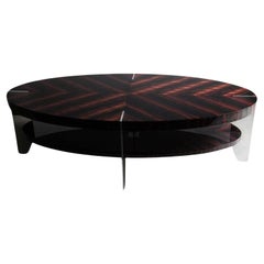 The Eclipse, Couchtisch aus Makassar Natur und poliertem Edelstahl