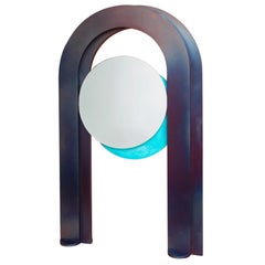 Eclipse Contemporary Heat-Treated and Patinated Steel Mirror by Kin & Company