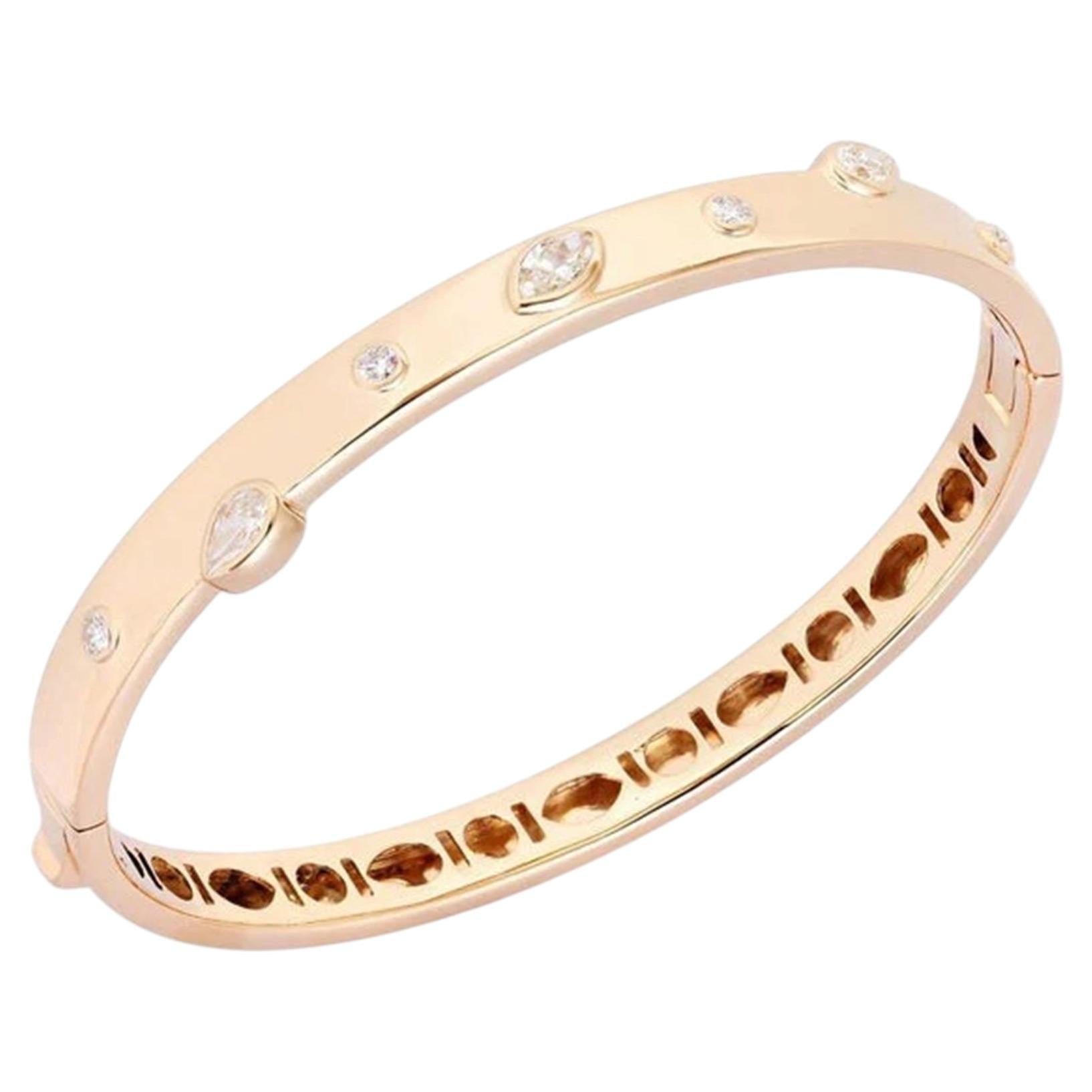 Eclipse Diamond 14K (or 18k upon request) Yellow Gold Bangle Bracelet
