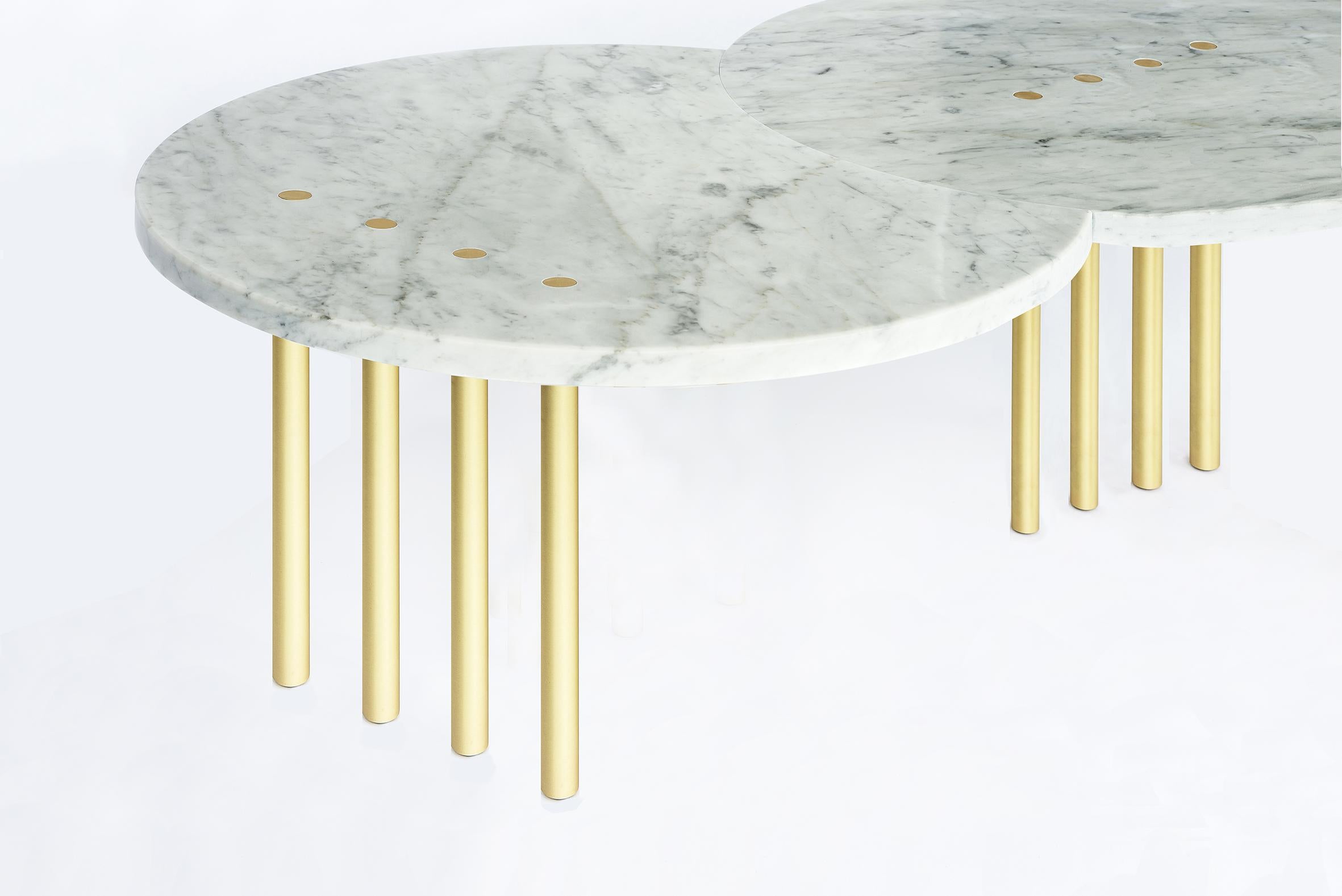 Other Eclipse Dots Coffee Table in Brass and Carrara Marble by Hagit Pincovici For Sale