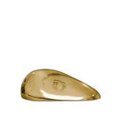 Eclipse I – Small Brass Sculpture with Pebble Shape and Gold Finish