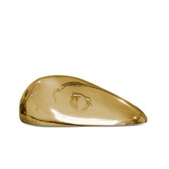 Eclipse II: Polished Brass Pebble Sculpture - Elegant Home Decor Statement Piece
