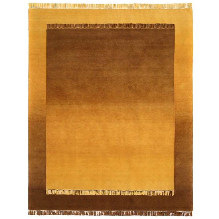 Eclipse Lo, Rug and Wall Tapestry Nepal Highland Wool and Cotton Yellow For Sale