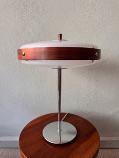 Mid-Century Wood, Chrome, and Acrylic "Eclipse M" Table Lamp by Fase, 1966