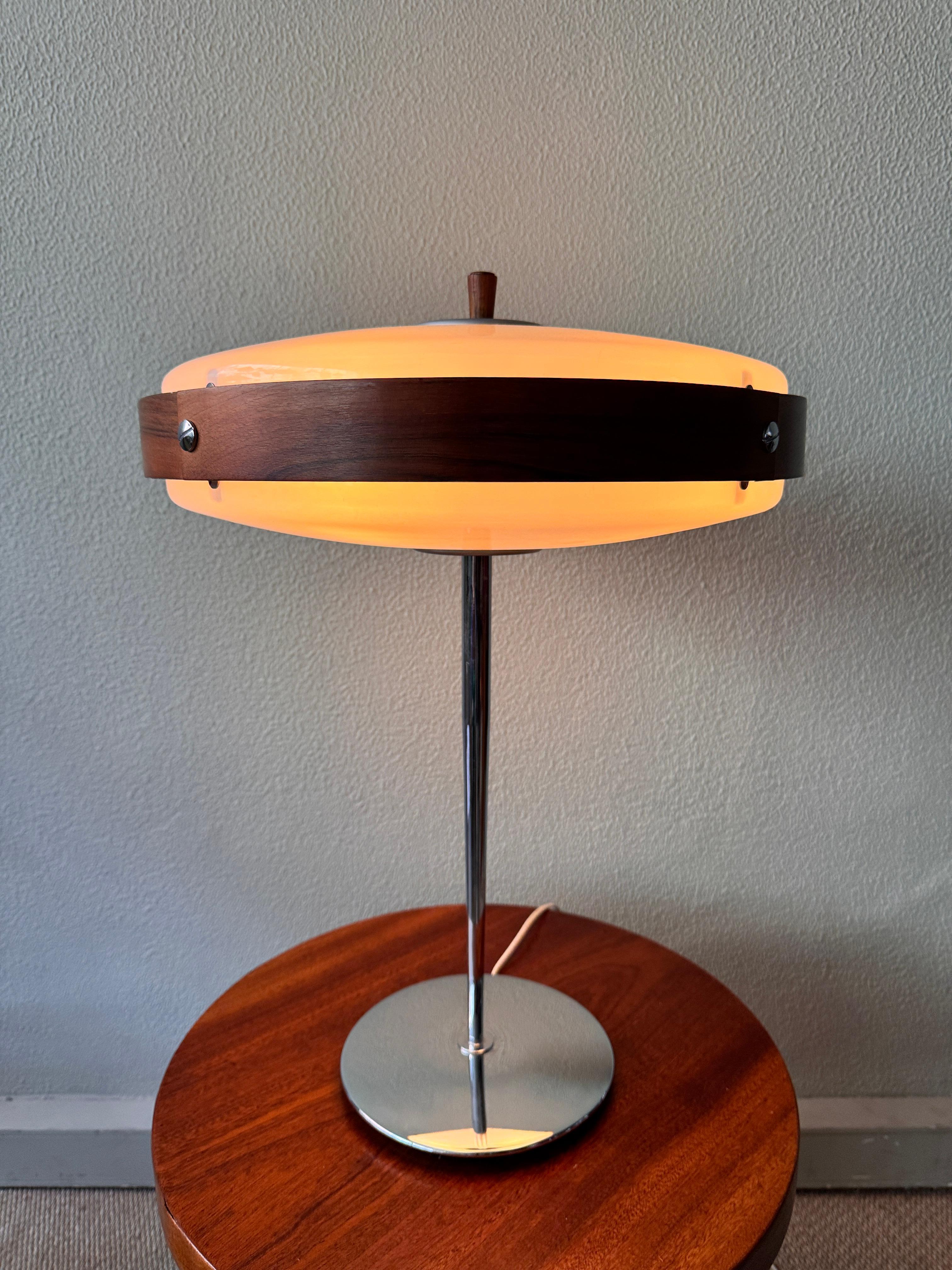 Spanish Mid-Century Wood, Chrome, and Acrylic 