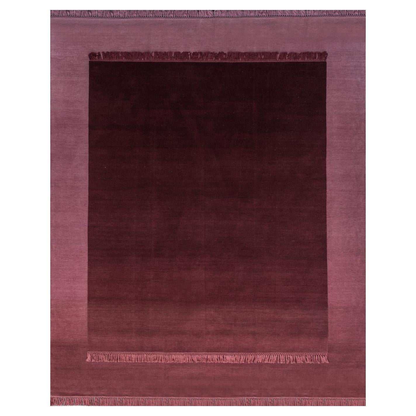 Eclipse Mars, Rug and Wall Tapestry Nepal Highland Wool and Cotton Berry Red For Sale