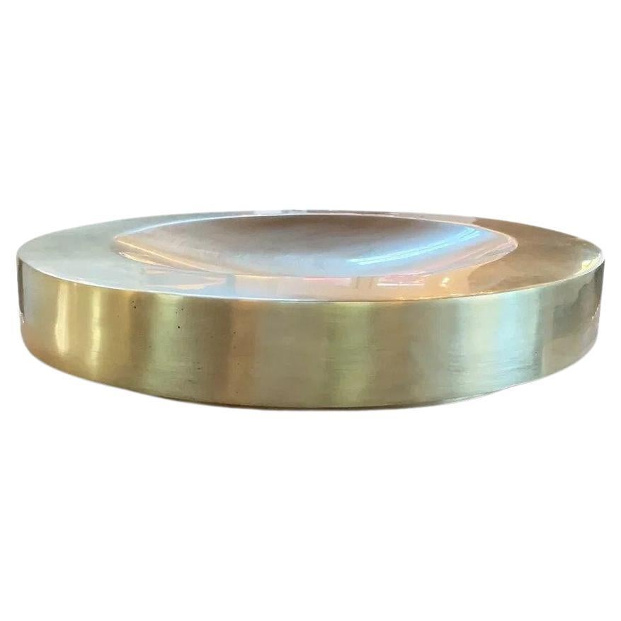 Eclipse Medium Brass Bowl in Brushed Bronze For Sale
