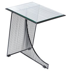 Eclipse Metal Contemporary Side Table w/ Glass Top in Black by Bend Goods
