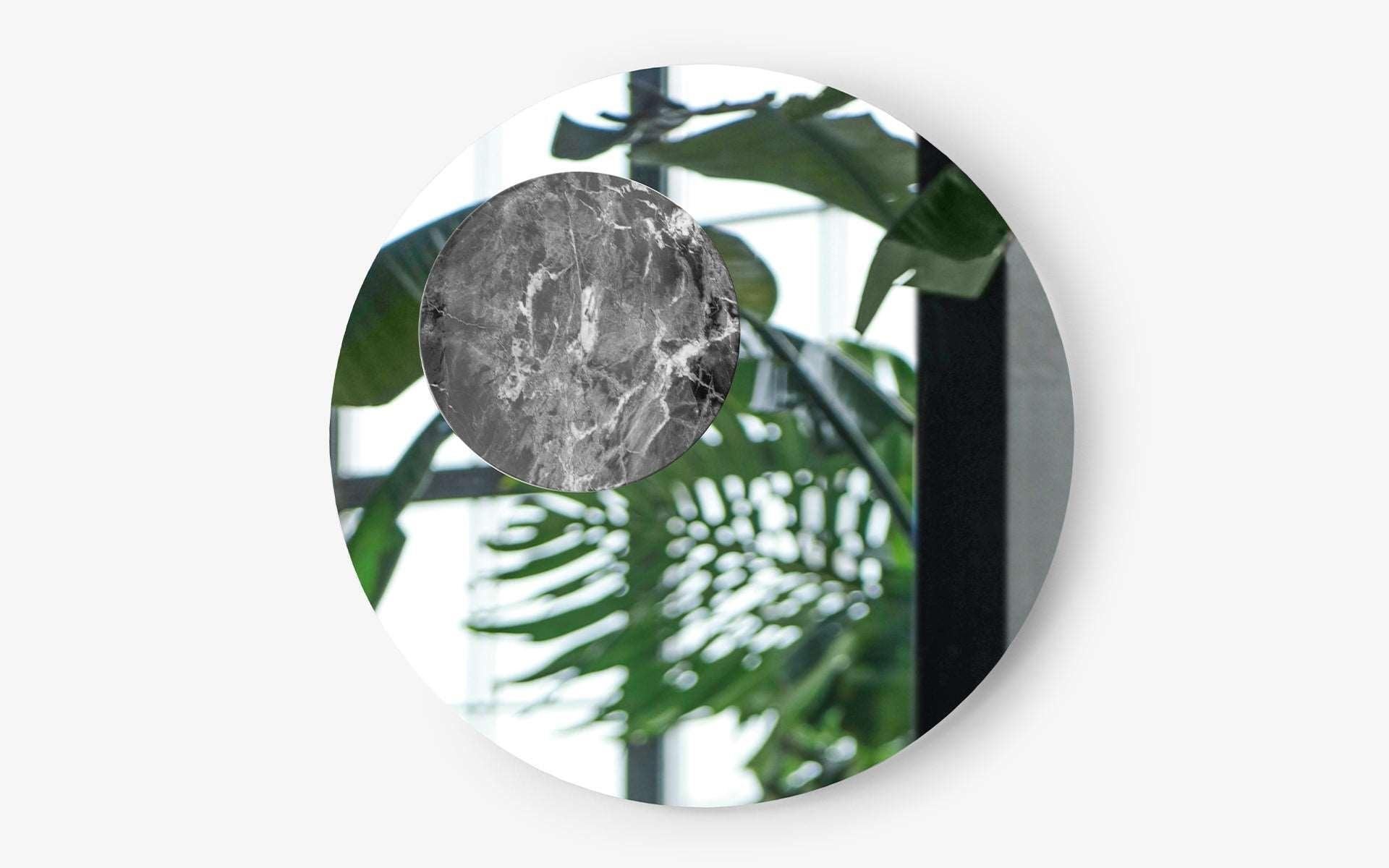Organic Modern Eclipse Mirror with Marble Detail For Sale