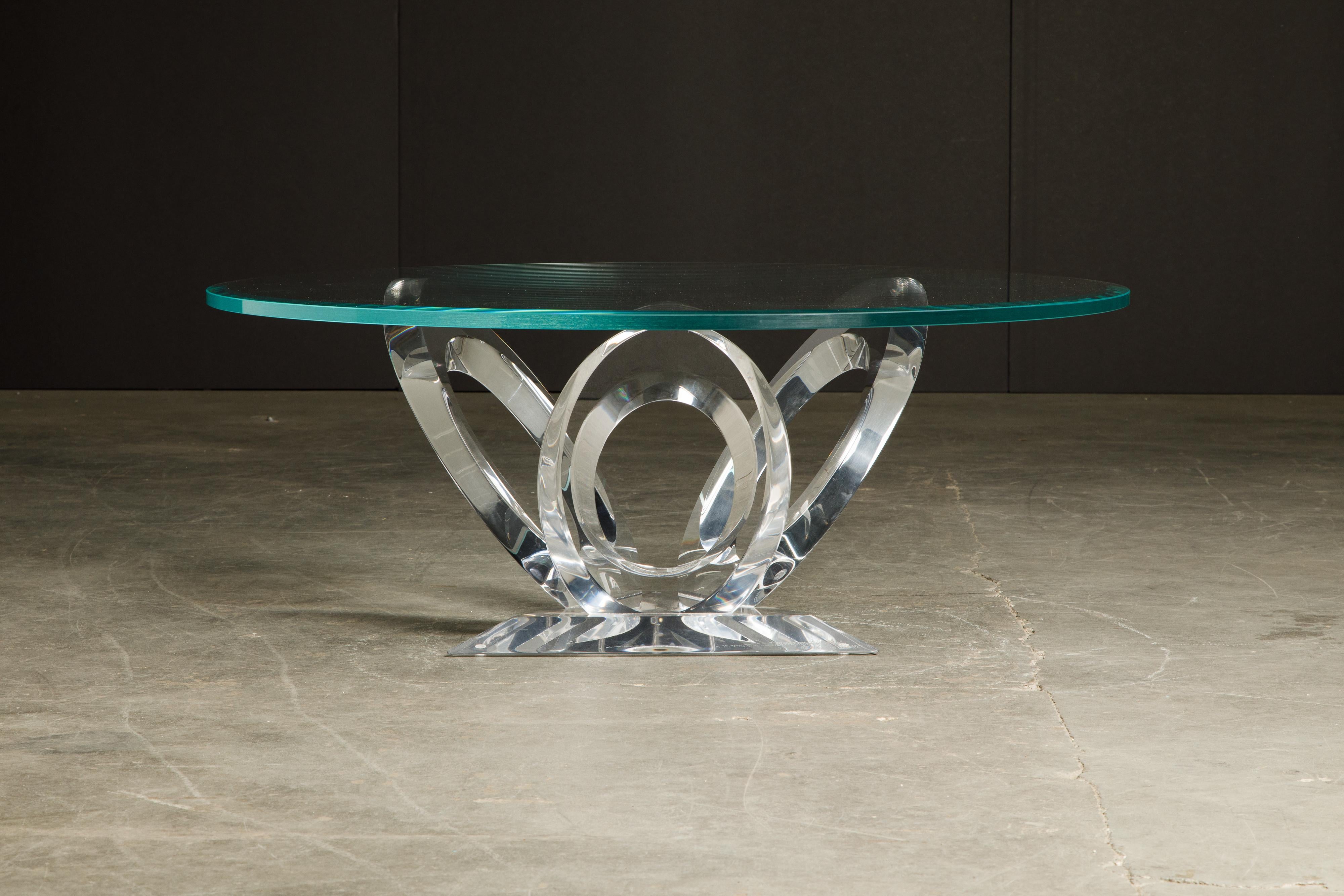 'Eclipse of Time' Lucite Coffee Table by Mikhail Loznikov, 1990, Signed In Good Condition In Los Angeles, CA