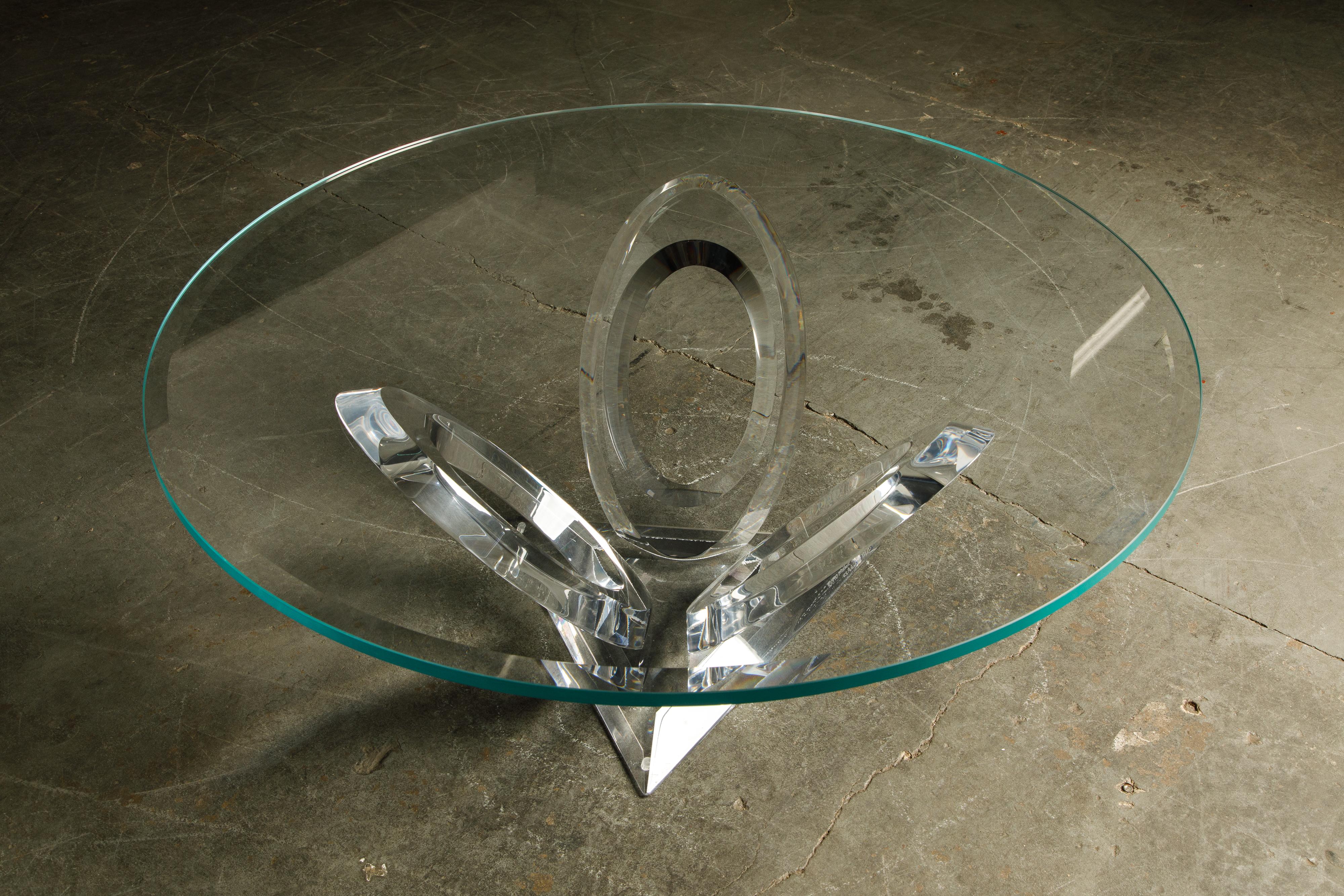 Glass 'Eclipse of Time' Lucite Coffee Table by Mikhail Loznikov, 1990, Signed