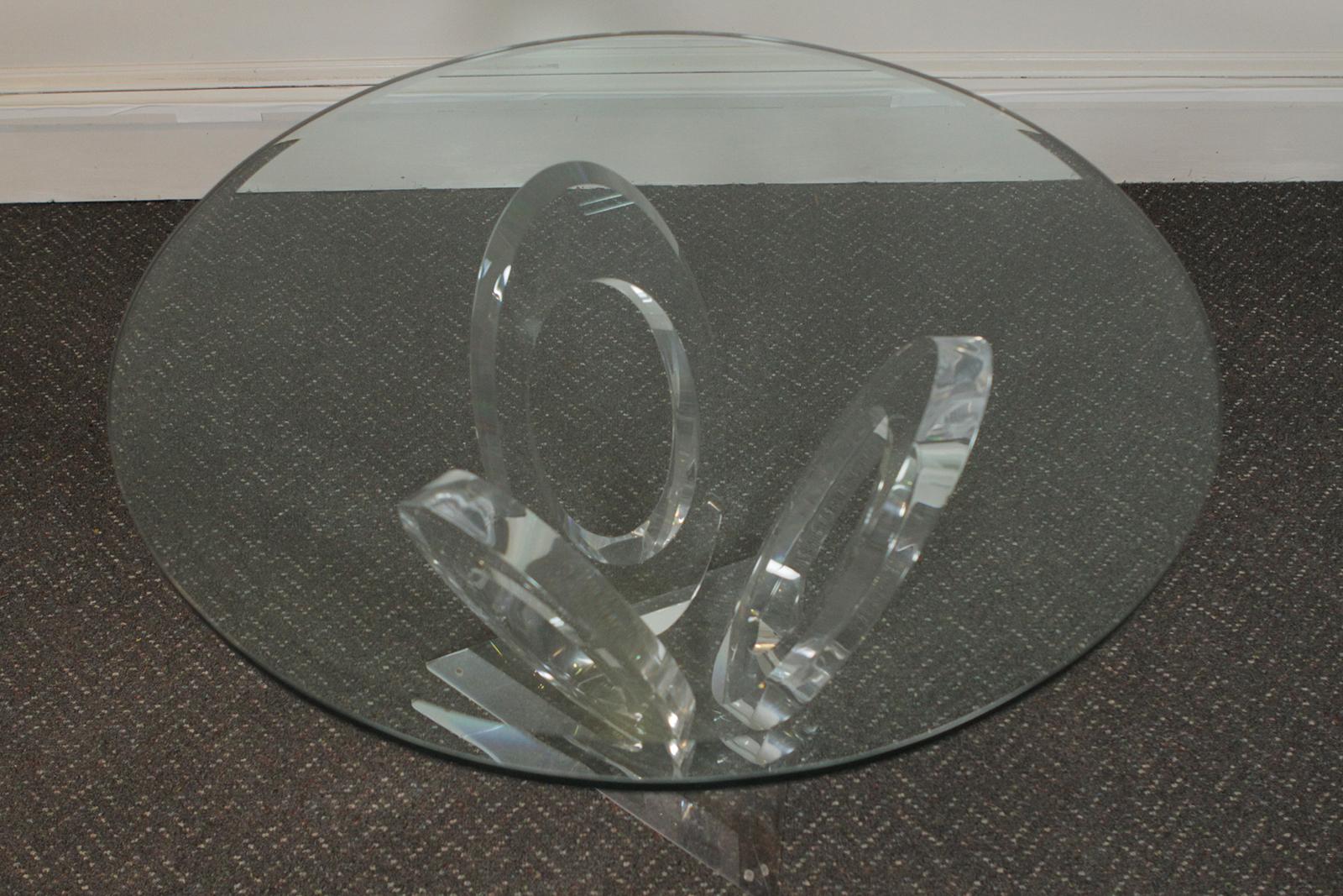 American “Eclipse of Time” Table, USA 1990 Acrylic, Glass Signed at Base “Mikhail Lozniko