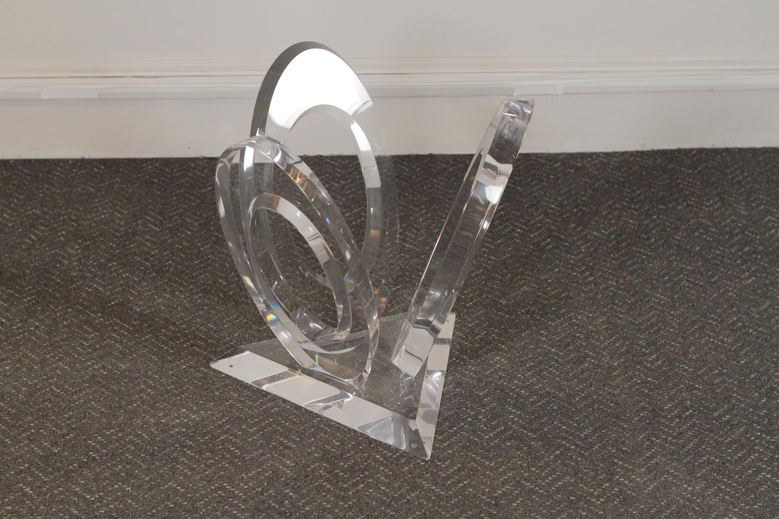“Eclipse of Time” Table, USA 1990 Acrylic, Glass Signed at Base “Mikhail Lozniko In Good Condition In Lambertville, NJ