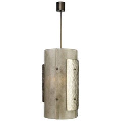 Eclipse Pendant Drum Crafted in Studio Glass and Patinated Brass