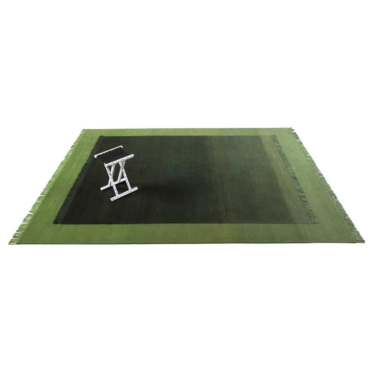 Eclipse Rectangle, Rug and Wall Tapestry Nepal Highland Wool and Cotton Green