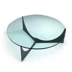 Eclipse Coffee Table; 43 3/8"D Tempered Glass Top; 14"H Black Stainless Base