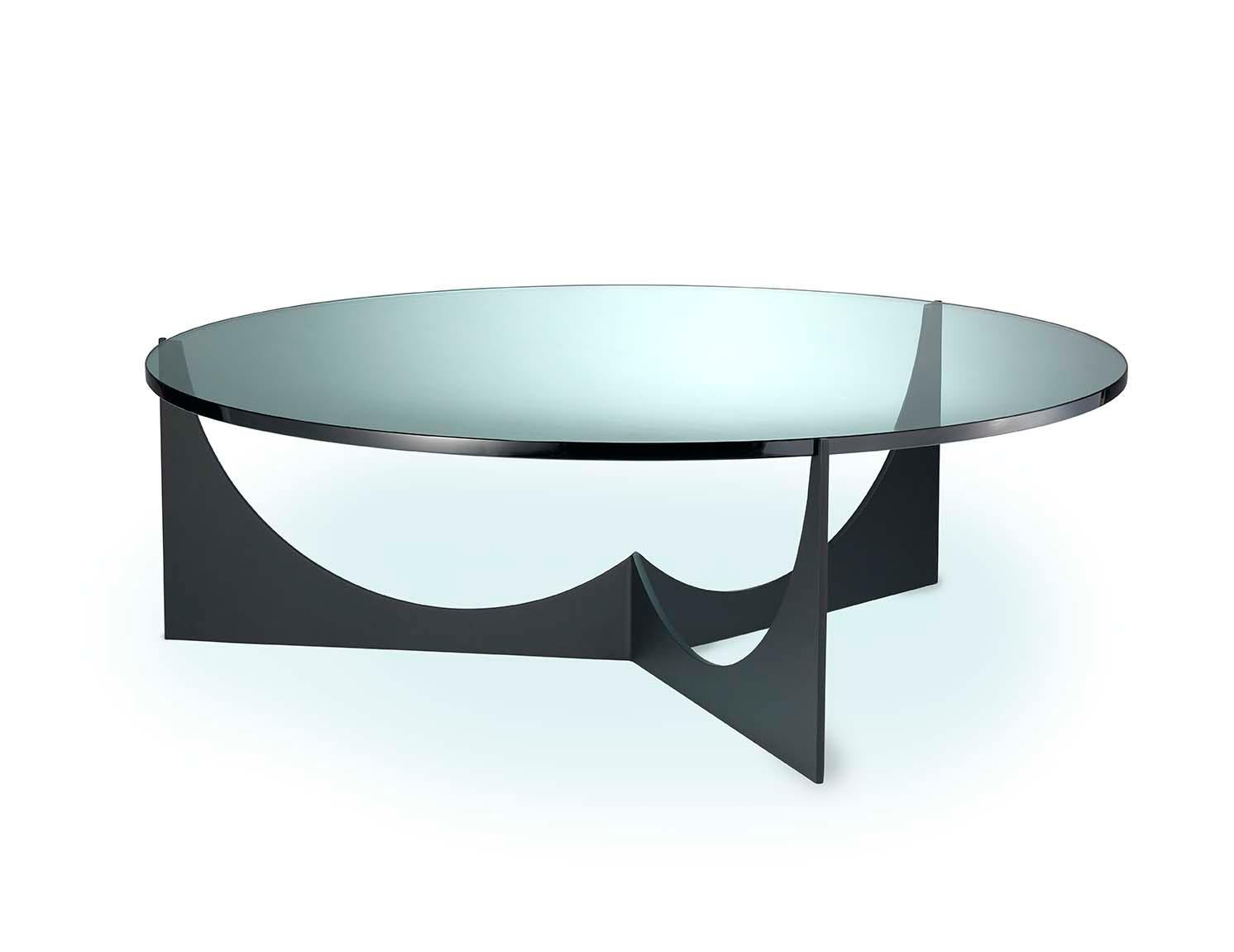 Eclipse Round Coffee Table; Black Stainless Base; Honed Granite Top; 43 3/8
