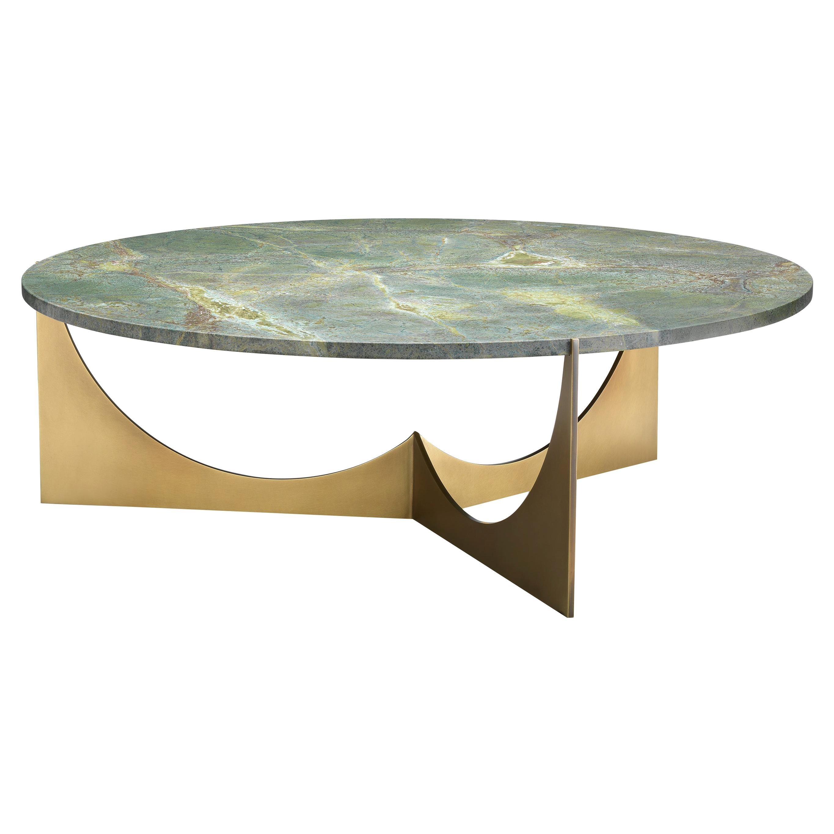 Eclipse Round Coffee Table Solid Brass Base and Granite Top